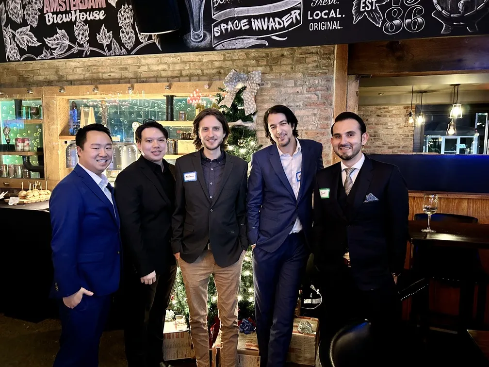 Quickhubly team members at holiday party